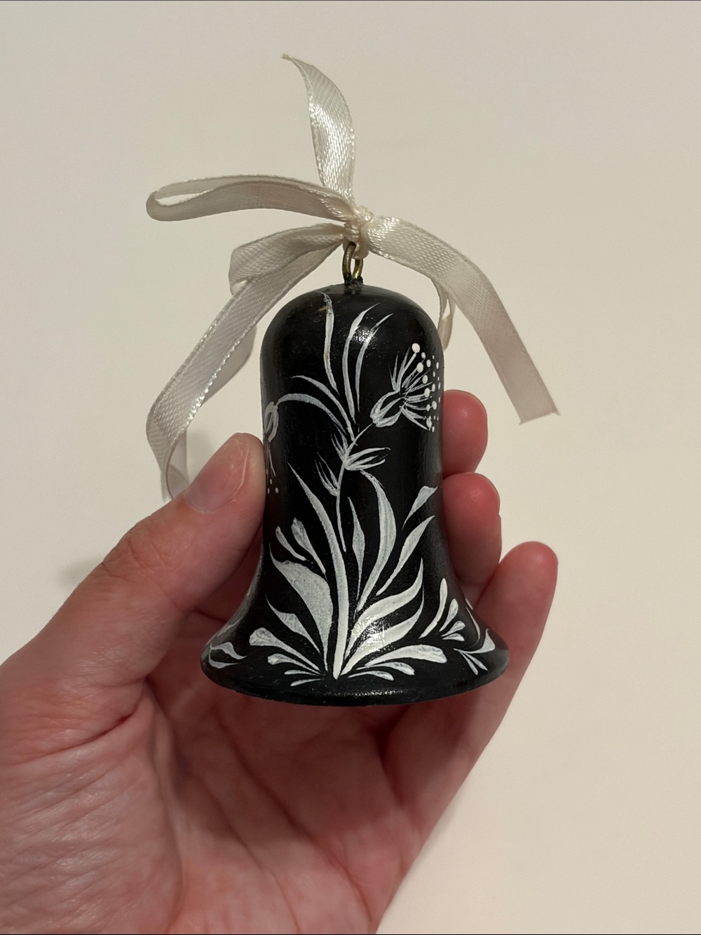 Black Hand Painted Wooden Bell